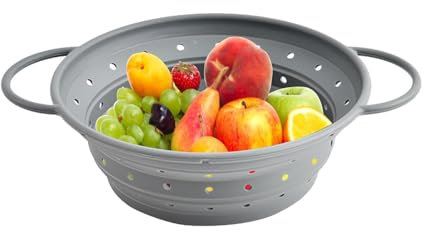 Colino in silicone, colino da cucina in silicone, colino per alimenti, morbido e pieghevole, con manici, setaccio per pasta morbido, pieghevole, versatile, scolapasta per lavello