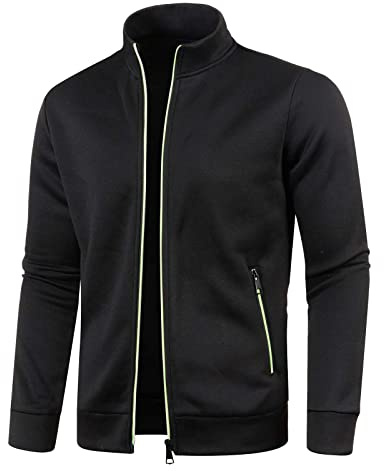 Veste de survêtement pour Homme avec Fermeture éclair sans Capuche Classique - Veste de Sport légère - Col Montant - Veste en Tricot avec Poches - Veste de Loisirs - Veste de Course Cardigans