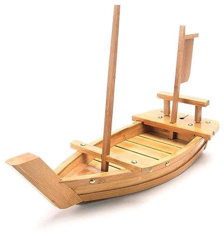 Sushitallrik för trä sushitallrik japansk serveringsbricka naturlig bambu sushi båt sushitallrik för Sashimi-bräda, sushi, serveringsfat för restaurangartiklar eller hem, 60 cm