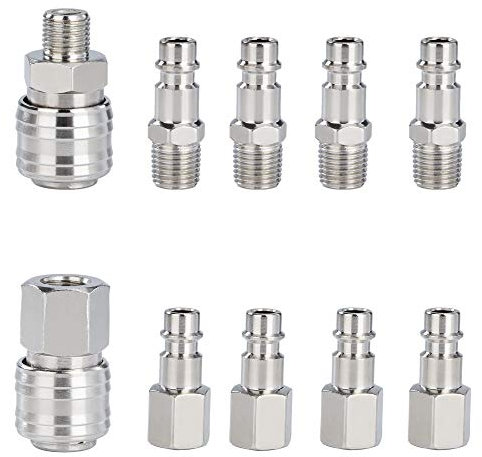 Tunejoy 10 Piezas Acoplador de Aire 1/4 BSP Conectore Rapidos Aire Comprimido Conectors de Manguera Enchufe Rápido para Manguera Aire Compresor Macho Hembra