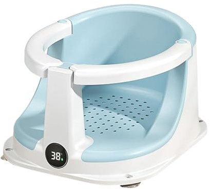 Bath Seat Baby 6+ Months | Bathtub Toddler Shower Seat with Temperature Sensor | Foldable Anti-Slip Child Bath Tub for Babies Sitting Up