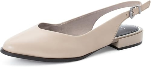 MARCO TOZZI Women Ballerinas Soft Feel Me Footbed Leather Soft Lining Pointed, Beige (Taupe), 6 UK