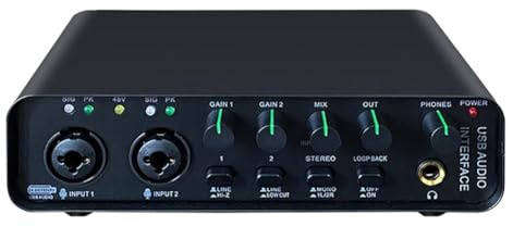 Harewtwy Interfaz de Audio Profesional con Tarjeta de Sonido y Monitorización para Guitarra Eléctrica, Grabación en, Canto en Estudio y Micrófono.