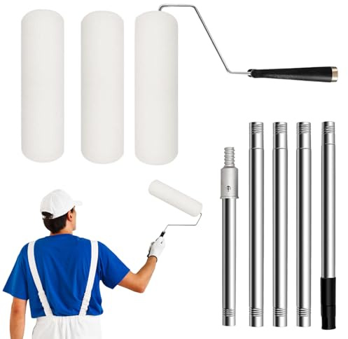 Rullo Verniciatura | Rullo E Pennello Per Pittura Murale Attrezzatura,Set Attrezzi con Coperchi Sostitutivi per Latex Smalto Mobili Casa,Interni Esterni Porte Pavimenti