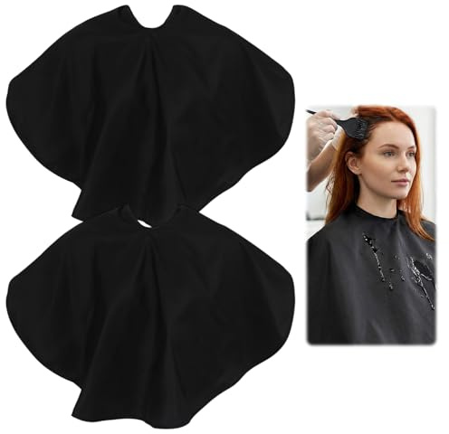 2 Pz Capas de Peluquería Corta, Capa para Cortar el Pelo Cortas Profesional, Capa de Salón de Peluquería Impermeable, Capas de Barbería para Estudio y Hogar, Capas de Maquillaje/Afeitado (Negro)