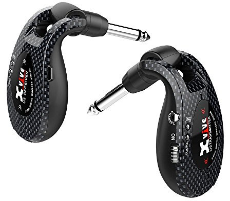 XVIVE U2 - Sistema Wireless Digitale per Chitarra Elettrica Acustica e Basso, Trasmissione in Banda 2,4Ghz, Range di 20m - Fino a 5 Ore di Autonomia, Doppio Cavo USB per Ricarica Incluso, Jack Snodati