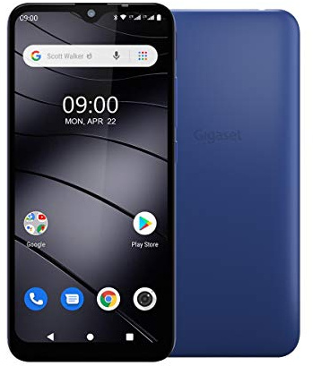 Gigaset GS110 Smartphone (6,1“ V-Notch HD-Display, Gesichtserkennung, Dual-Sim, 16GB Speicher, 1GB RAM, Akku 3000 mAh, 4G LTE, Android 9.0, Handy, ohne Vertrag) azure blue