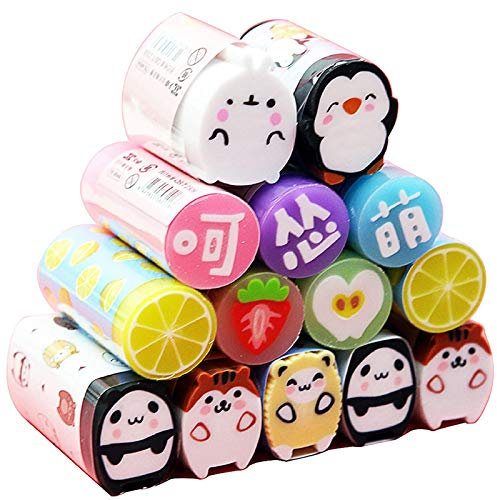 12 Stück Kinder Radiergummis, Kinder Radiergummi Bunt, Radiergummi, für Abwischen von Bleistiftmarkierungen, Studie, Geschenk (zufällig gesendet)