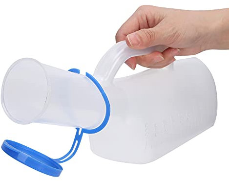 Urinale für Männer 1000ml, Kunststoff-Urinflaschen für Männer, auslaufsicherer Schraubdeckel, ergonomisches Griffdesign, leichte tragbare männliche Urinale, Urinalflasche für Auto, ältere Menschen und
