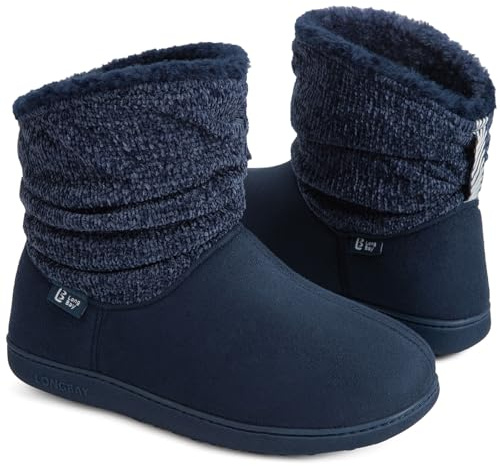 LongBay Señoras Invierno Caliente Chenille Botas de punto Zapatillas de casa acogedoras Suede Fluffy Faux Fur Botas