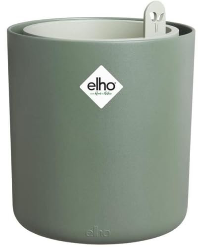 elho Bouncy Basil 16 Blumentopf - Basilikum Topf mit Außentopf - 100% recyceltem Plastik - Ø 16.5 x H 21.0 cm - Grün/Laubgrün