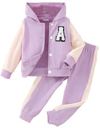 CHICTRY Tuta da Ginnastica Artistica Bambina Unisex Felpe con Cappuccio Felpe Sportive con Zip Arcobaleno Pantaloni Sportivi Completo Sportivo Bimba Due Pezzi Allenamento A Viola 7-8 Anni