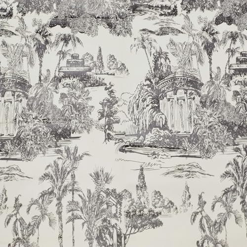 ICYEHAO Papier Peint Noir et Blanc,44 x 500cm Papier Peint Adhesif Jungle Tropical Papier Adhesif Palmier Châteaux Botanique Papier Autocollant pour Meuble,Chambre,Salon,Salle de Bain,Toilette