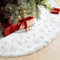 White Christmas Tree Skirt with Snowflake Design Plush Luxury Faux Fur Tree Mat with Silver Embroidered Sequin Print, 90cm Snowflake Base Cover Xmas Tree Base Cover, Holiday Party Home Decoration
