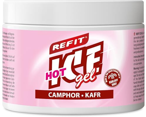 REFIT Ice Gel med kamfer 500 ml, extra smärtgel kylande kraft av mentol och den värmande effekten av kamfer, varm och kylande, för tunga ben, nacke och höfter, massagekräm, regenerering