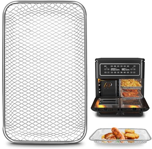 GWBSXM Air Fryer Accessories for Breville Halo Flexi Air Fryer,9.7''×5.7''×0.8'' Stainless Steel Air Fryer Wire Rack Mesh Tray Replacement Part Roasting Steamer Grill Racks Baking Tray，Dishwasher safe