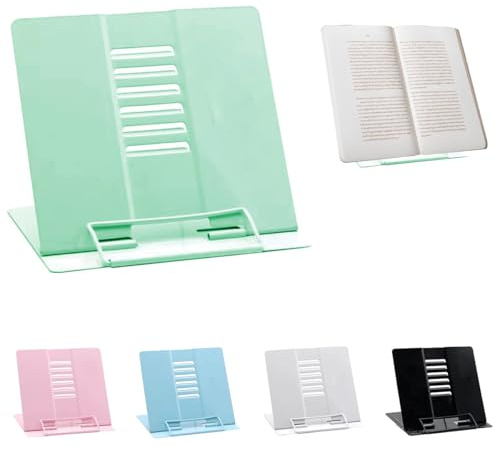 Ruayia Buchständer Verstellbarer Faltbarer, Buchhalter Leseständer Kinder Metall Kochbuchhalter Rezept Musikbuch Dokument für Küche Schule Bibliothek Büro - Grün