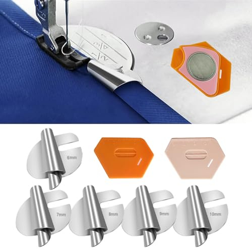 FGXY 7pcs Piedino per Orlo Arrotolato, Guida Magnetica per Macchina da Cucire, Piedino regolabile, Accessorio per Macchina da Cucire per Macchine da Cucire Universali, Cinque misure (6-10mm)