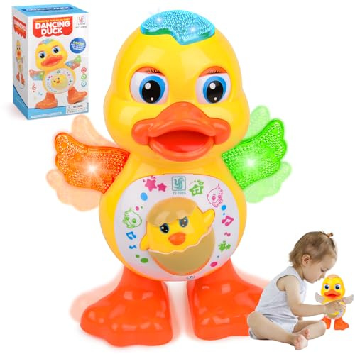 CelestiMingle Canard dansant avec musique et lumières - Jouet musical interactif pour bébés, canard rampant électrique amusant pour tout-petits