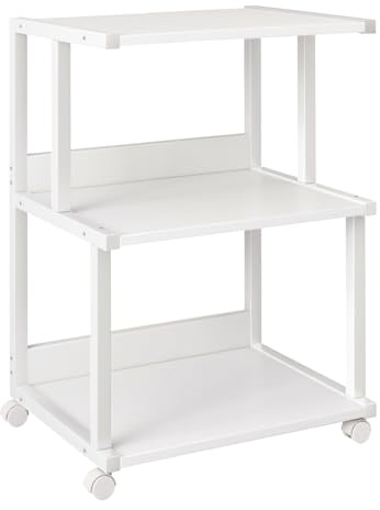 IBUYKE Soporte para Impresora con Estante de Almacenamiento, Mesa de Impresora de 3 Niveles con Ruedas, Carrito de Impresora para organización de Oficina en casa TPS001W