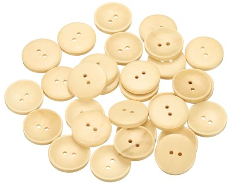 QUARKZMAN Botones de Madera, 30pcs 40L 1(25mm) Bontones Redondos con 2 Agujeros, Accesorios de Costura para Coser Ropa, Almohadas, Manualidades y Decoración Color Madera Natural