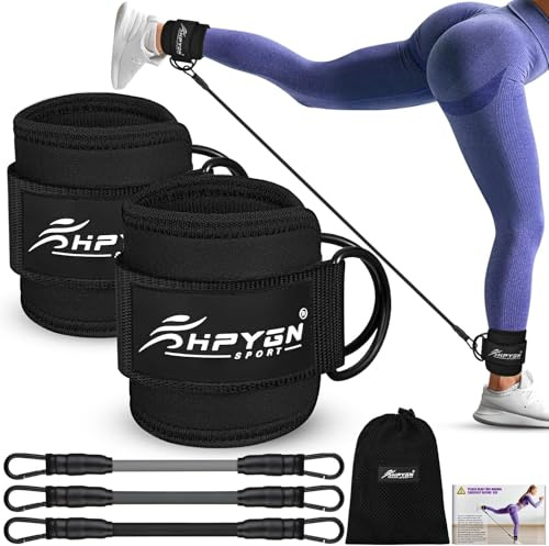 HPYGN Bandas de resistencia para el tobillo para mujer, bandas de resistencia con correas de tobillo para kickbacks, herramientas de ejercicio de pierna glute, ejercicios de entrenamiento de cadera