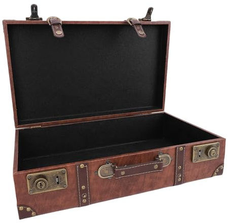 Plyisty Elegante Scatola di Stoccaggio della Valigia in Legno per Accessori per Foto e Decorazioni per la Casa 18,9 X 11,42 X 5,51in