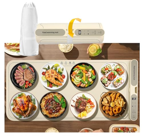 Bandeja de Calentamiento de Silicona 80 * 38cm con 7 Niveles y Bloqueo para Niños de 1–8H, Bandeja Calentador de Comida Eléctrica Calienta Platos de Comida Ideal para Buffets, Familia, Fiesta