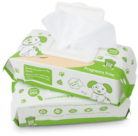 OIRLVCE 200Pcs Pet Wet Wipes, Hypoallergenic, Cleaning and Hydrating, for Full Body, Eye Wipes, Ear Wipes, bum & paw, Fragrance Free, Dog Grooming Wipes