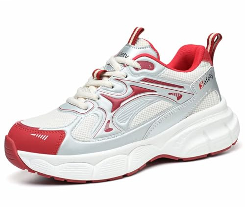 Annvia Safety Shoes for Women Lightweight Steel Toe Cap Trainers Men Safety Trainers Breathable Ladies Safety Boots Non Slip Work Shoes Size 40 White 8777