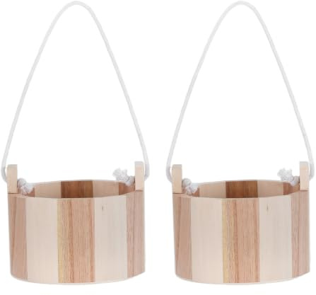 GETAJGHSD Seau à Sel en Bois pour Sauna 2pcs avec Poignée Corde, Rangement Facile pour Sels de Bain, Accessoires Sauna Finlandais Élégants pour Décoration Salle de Bain