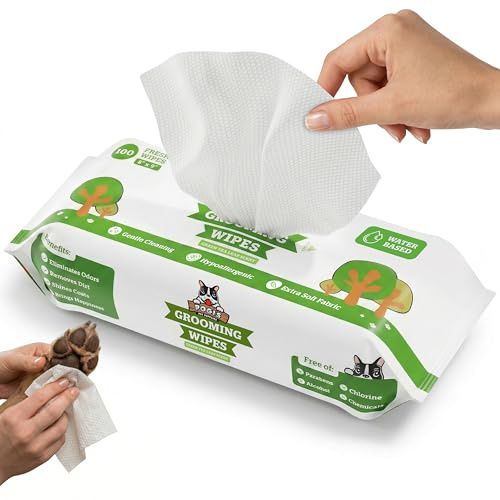 Pogi lingettes nettoyantes pour Chiens – à Base de Plantes, thé Vert – Lot de 100