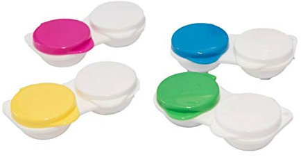 SPORTS WORLD VISION 4PC Flip-Top Flat Contact Lens Cases | Portable Travel Contact Lens Storage Box | Lightweight Durable Bulk Buy Contact Lens Solution Holders with Mix Color Set