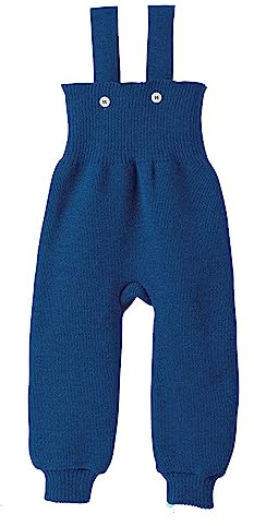 Disana stickade bärbyxor för nyfödda och småbarn – 100 % ekologisk merino – andas, varm unisex storlek 50 – 104 – hållbar och rättvis – med hög midja – tillverkad i Tyskland, marinblå, 74-80