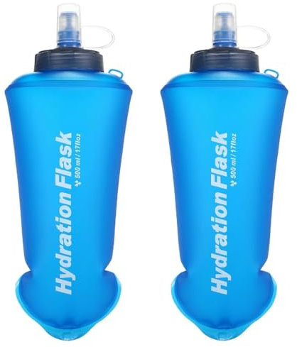 TRIWONDER TPU Faltbarer Trinkflaschen, Soft Flask, Wasserflasche BPA-Frei Sportflasche für Trinkrucksack Fahrrad Sport (500ml - 2 Stück - Aktualisierte Version)