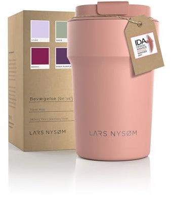 LARS NYSØM Thermo Coffee Mug-to-go 380ml | Tasse de voyage 0.38 litre avec isolation | Tasse thermique étanche en acier inoxydable pour le café et le thé (Blush Rose, 380ml)