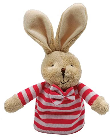 Land-Haus-Shop Eierwärmer Schäfchen Plüsch Schaf oder Hase Häschen Frühstück Eier Wärmer Tischdeko Deko (1x Häschen gestreift pink-weiß)