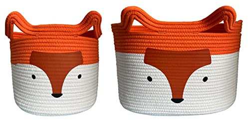Bigepige - Cestas de almacenamiento para bebé, cesta de ropa de algodón, almacenamiento de juguetes para niños, bonito cesto de ropa para niños y bebés, almacenamiento para juguetes de zorro (28 cm ×