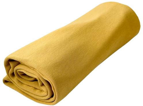 HOPPEDIZ skötfilt, filt för babyfilt, gosig filt, 100% bomull, elastisk och gosig, perfekt för nyfödda bebisar, curry
