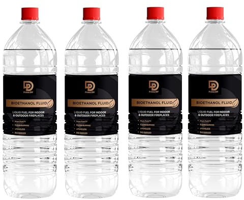 PRIMES DIY 4 Litre Premium Bioethanol Fuel for Fire Place Clean Burning High Purity Bio Ethanol Liquid Fuel for Fire Pits Burners and Stoves Indoor and Outdoor Use Eco Friendly Bioethanol Fuel Liquid