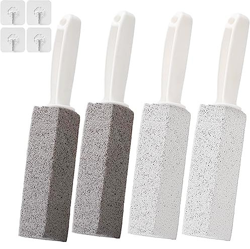 Cleaning Block WC, Toilette-Reinigungsstein mit Griff, 4 Stück Bimsstein Reinigungsstein mit, Griff Putzstein Deep Flecken und Harte Wasserzeichen Remover Reiniger Putzstein