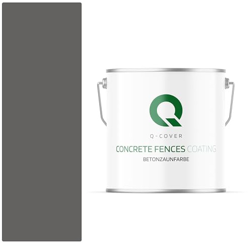 Q-COVER Betonzaunfarbe | 5L | Anthrazit | Silikon Farbe | Außen | Betonfarbe | Hydrophobe Farbe | Acrylat Dispersion | Betonzäune | Betonelemente