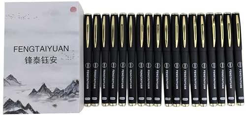 Fengtaiyuan Gel Ink Roller Ball Pens, Black Ink, Bold Point 1.0mm, Writting Pens, Smooth, 18 Count (Black-1.0mm-10P18SS)