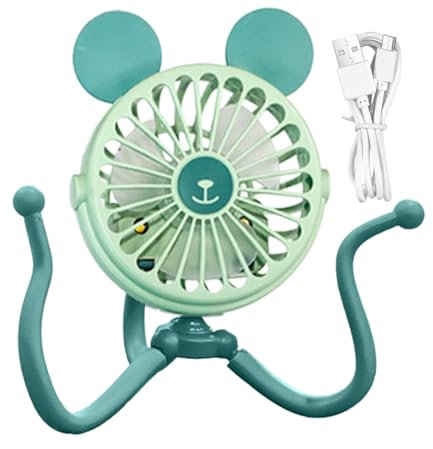 Ungtyb Ventilador de pulpo para cochecito, ventilador de cochecito con clip de trípode, ventilador de carrito para cochecitos, ventiladores ligeros y ajustables para cochecitos, ventiladores