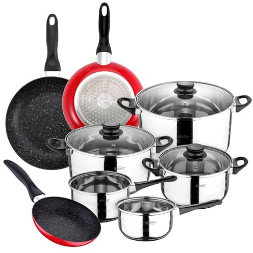 San Ignacio Juego de Batería de cocina de 8 piezas + 3 sartenes 16/20/24cm aluminio