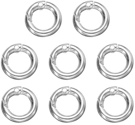 QUARKZMAN 8pcs Anillo de Resorte, 11mm O Ring Llavero Mosquetón Clip Hebilla Redonda Cierre de Metal Aleación Broche Accesorio para Senderismo Manualidades DIY Bolsa Decoración, Plateado