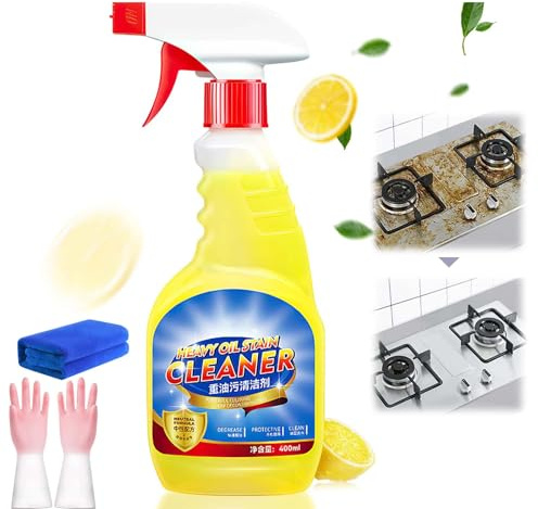 Limpiador de manchas de aceite multiusos, removedor de aceite de cocina, spray desengrasante, aroma a limón, desengrasante, suministros de limpieza de cocina y baño