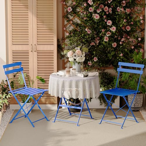DEWINNER Set tavolo e sedie, pieghevole, set tavolo e sedie da giardino in tre pezzi, 1 tavolo e 2 sedie, con tovaglia impermeabile, set di mobili da balcone