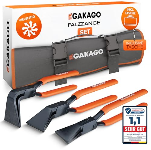 Gakago Lot de 3 pinces pliantes - 45° 90° 180° avec mâchoires extra larges de 60 mm - Avec sac de rangement - Outil Spengler précis pour couvreurs et tôle