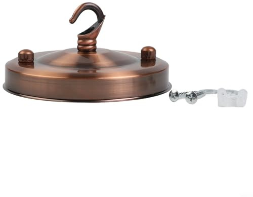Rosone da soffitto con gancio per lampadario, kit da appendere, per lampada a sospensione, lanterna, gancio in ferro, facile da installare, supporta fino a 10 kg, 10 punti, 5 x 6 cm (rame antico)